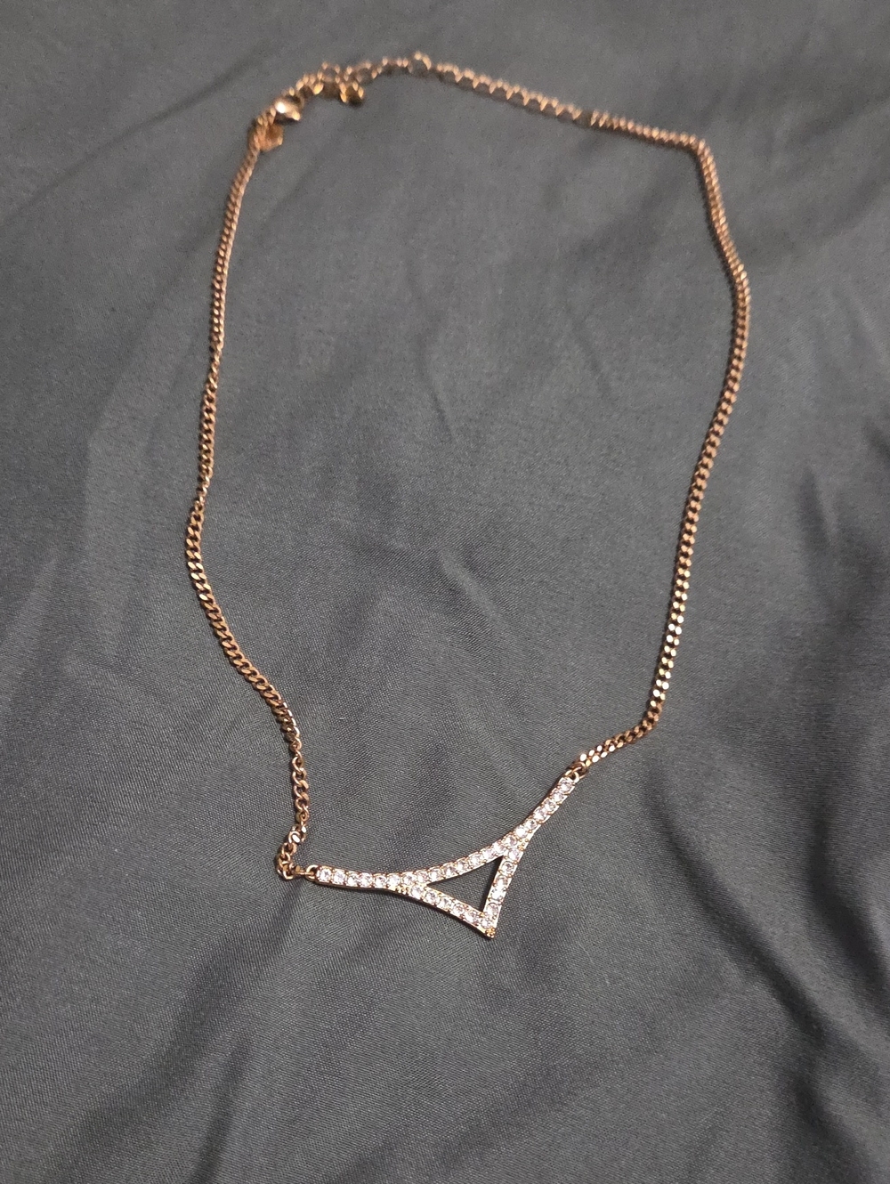 Touchstone Crystal Rose Gold Triangle Bar Necklace